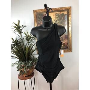 Kona Sol One-Piece Swimsuit Women's Medium Black One Shoulder Asymmetric Cruise